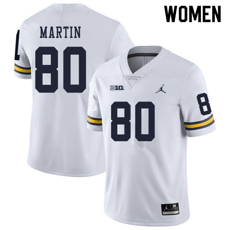 Women #80 Oliver Martin Michigan Wolverines College Football Jerseys Sale-White